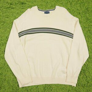 Vintage Point Zero Style Striped Y2K Grunge Knit Sweater Cream Color